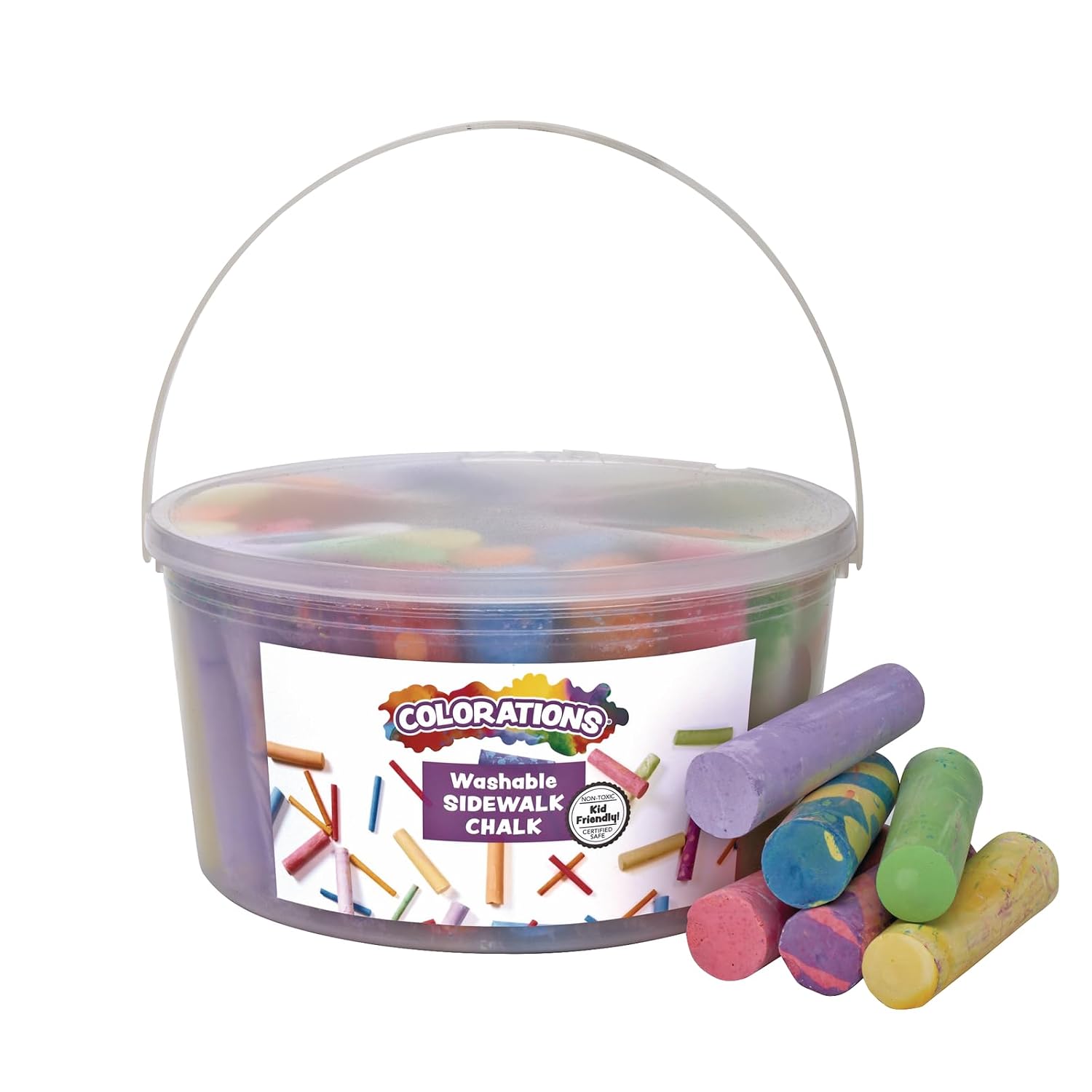 Colorations Sidewalk Chalk – 50pc 4” x 1” Washable, Bright Colored Chalk Set