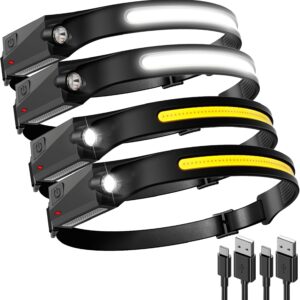 Fulighture LED Headlamp Rechargeable, 5 Brightness Modes, Adjustable, Flexible, Lightweight, Water and Shock Resistant, Ideal for Outdoor Use