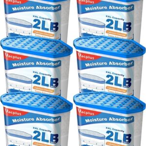 Vacplus Moisture Absorber, 2 LB, Strong Absorption, Fragrance Free, 6 Pack