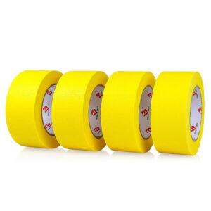BOMEI PACK 4 Pack Yellow Painters Tape 2 inch Wide, Medium Adhesive Yellow Masking Tape 2 inch x 55 Yards (220 Total Yards) for Painting, Labeling, DIY Crafting, Decoration and School Projects