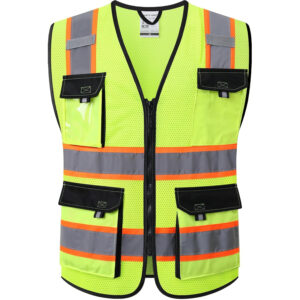 JKSafety Safety Vest for Men Women Hi Vis Reflective Vest JK220 Yellow L